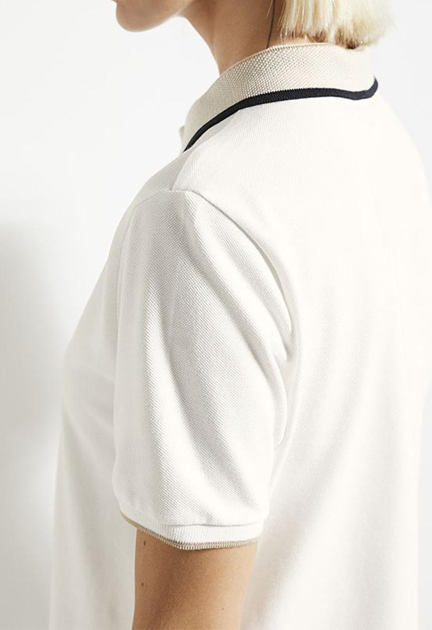 POLO - Wmn macey short sleeve tipped golfer dress - off white