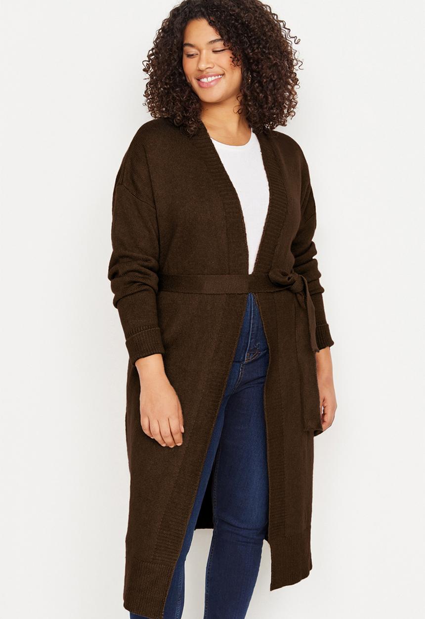 Trendyol - Oversize Loose Fit Knitwear Cardigan - Brown