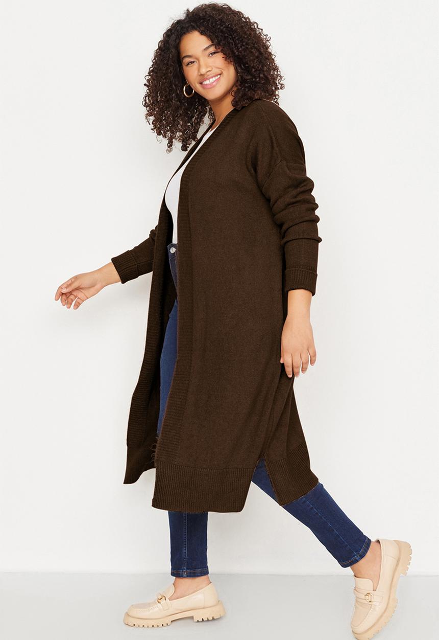 Trendyol - Oversize Loose Fit Knitwear Cardigan - Brown