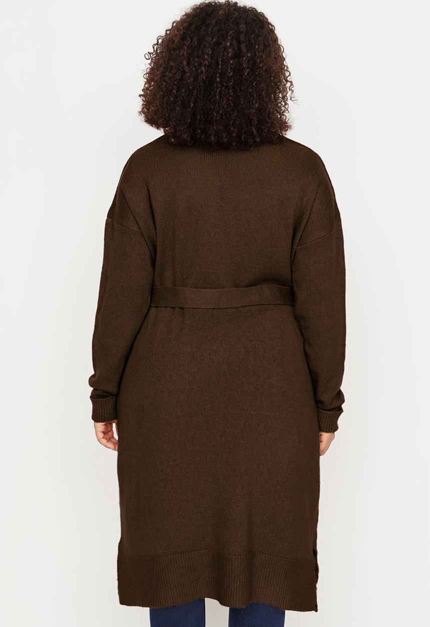 Trendyol - Oversize Loose Fit Knitwear Cardigan - Brown