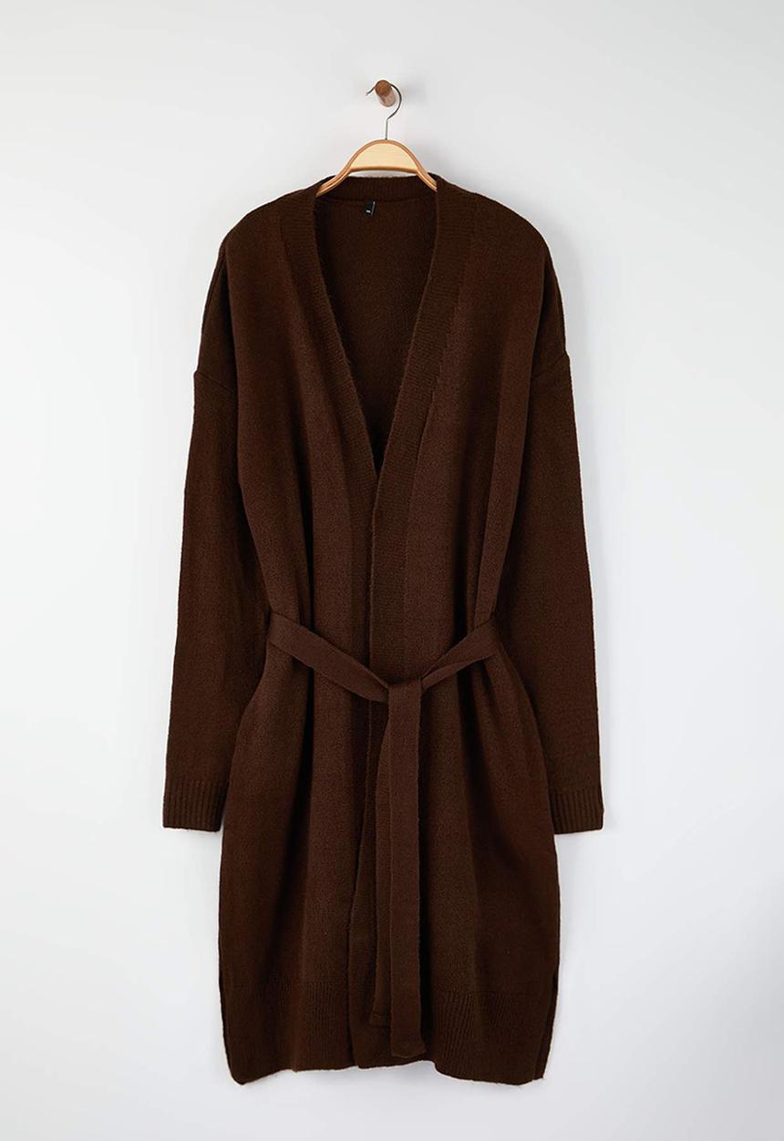 Trendyol - Oversize Loose Fit Knitwear Cardigan - Brown