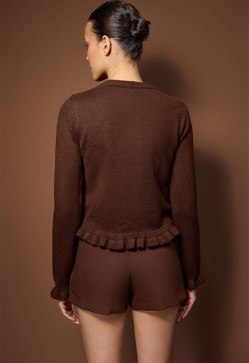 Trendyol - Button Detailed Soft Textured Knitwear Cardigan - Brown