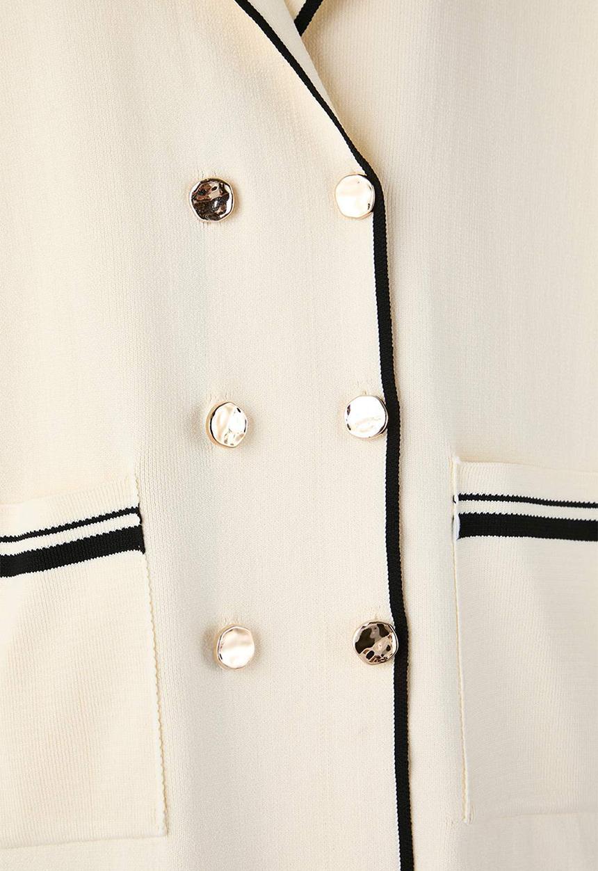 Trendyol - Jacket Collar Line Detailed Knitwear Jacket Look Cardigan - Ecru