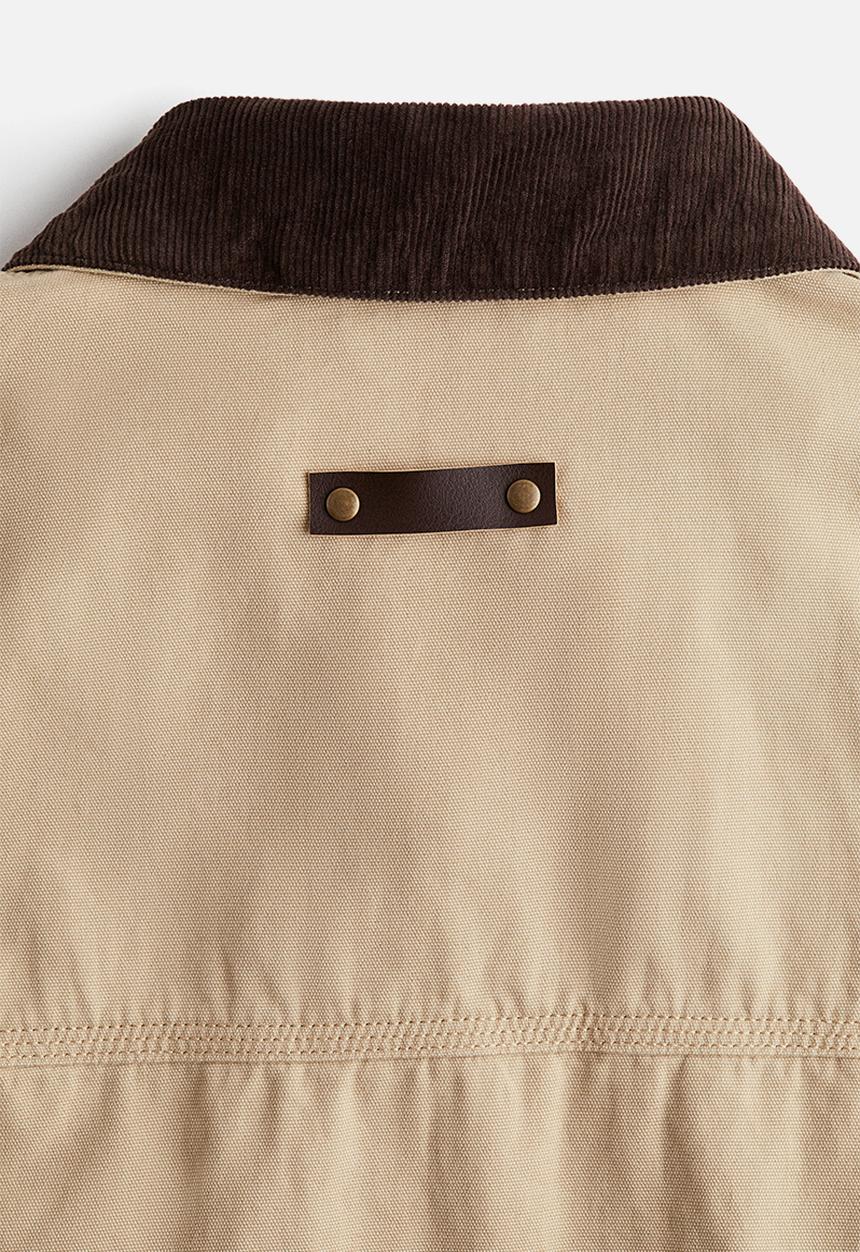 H&M - Corduroy-collar canvas jacket - light beige 
