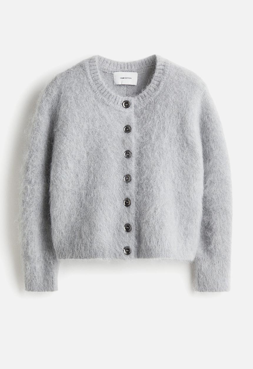 H&M - Mohair-blend cardigan - light grey 