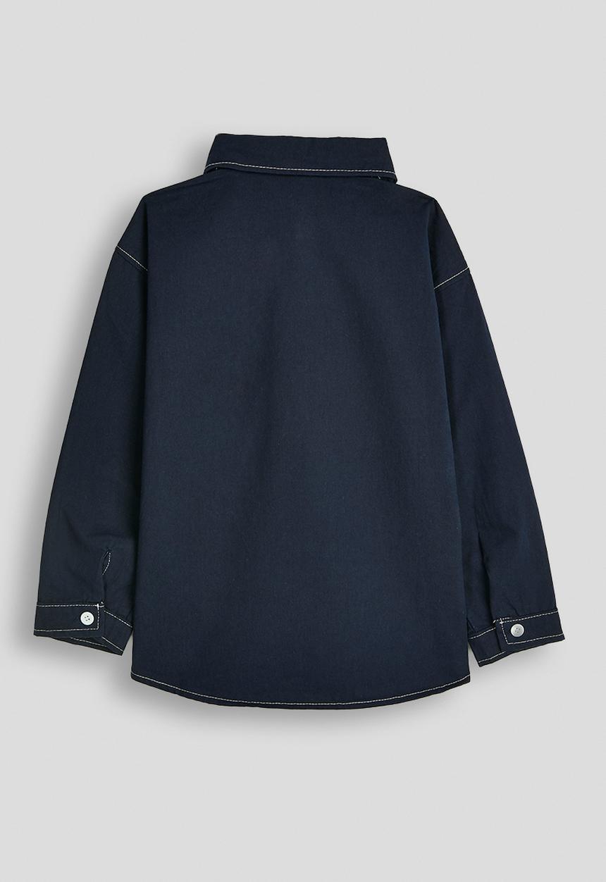 Pop Candy - Denim shirt with contrast stitching - navy