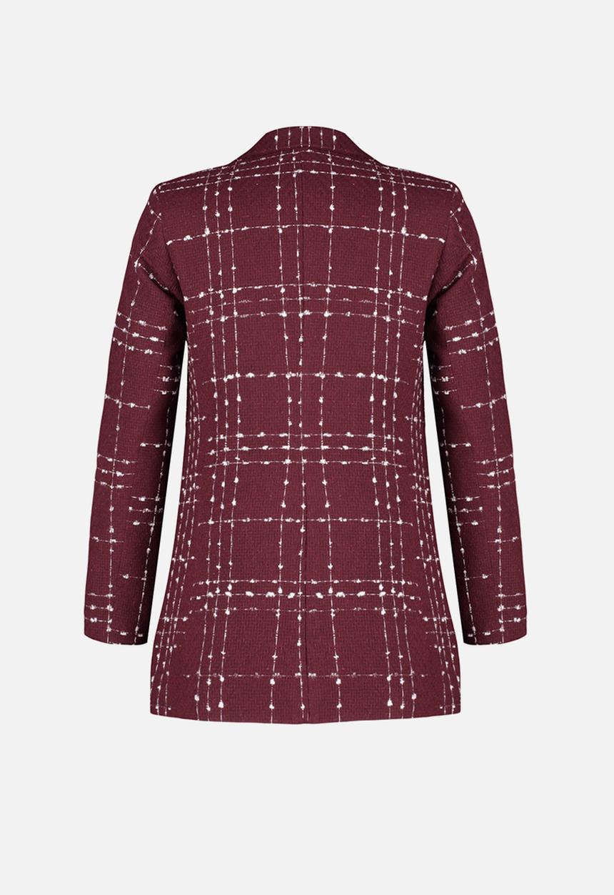 Trendyol - Oversize Woven Plaid Blazer Jacket - Claret Red