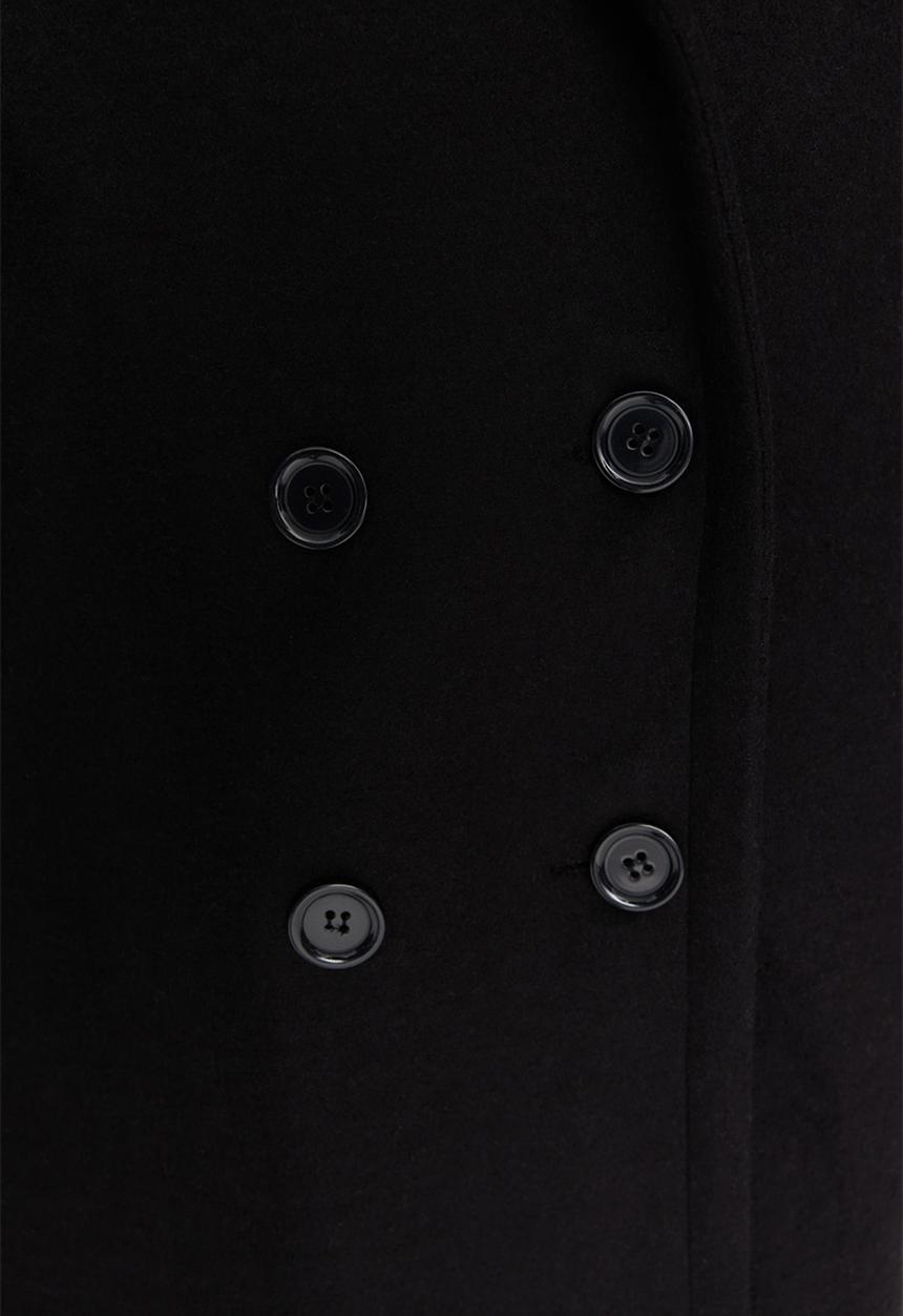 Trendyol - Oversize Wide Cut Long Wool Cashmere Coat - Black