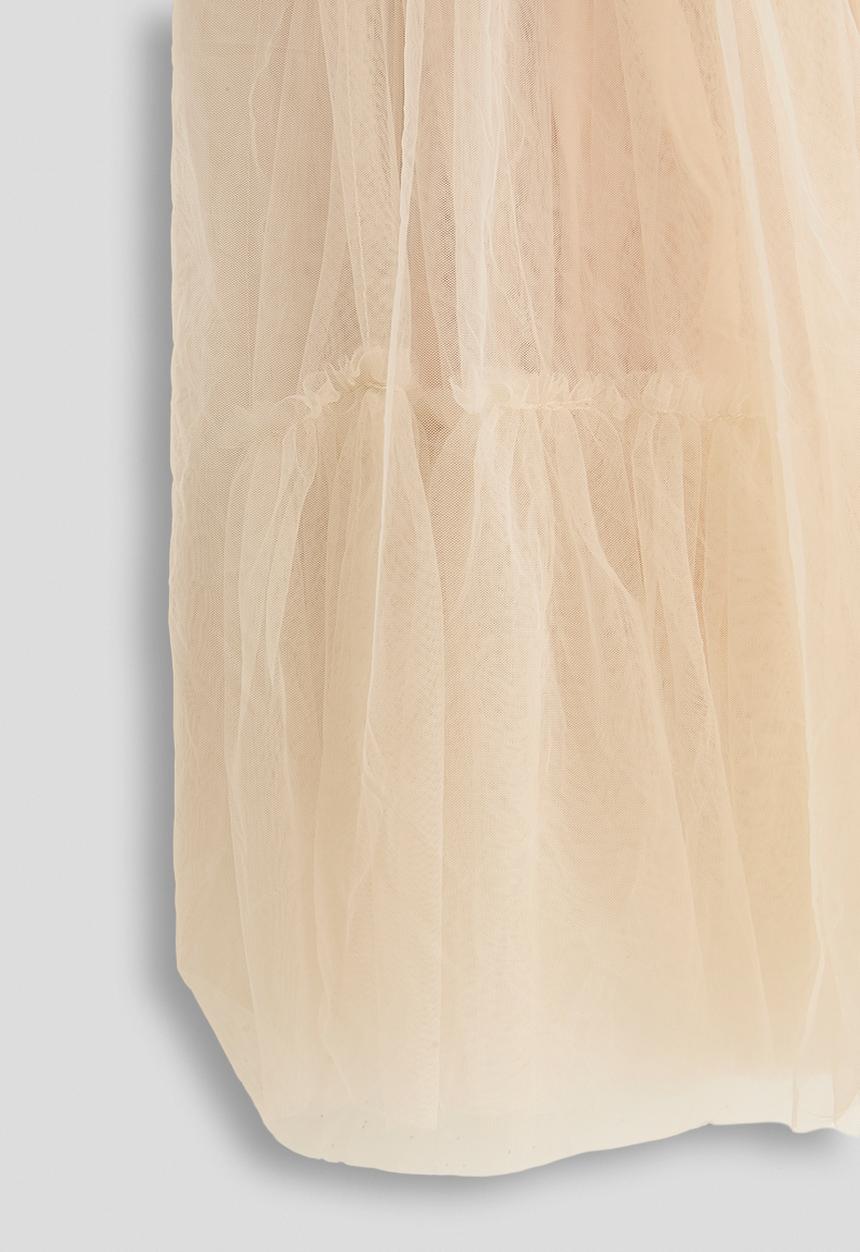 Pop Candy - Turtleneck dress with tulle skirt - wheat brown