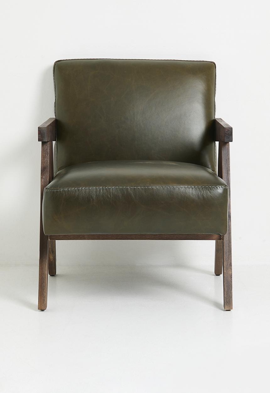 Sixth Floor - Corby Leather Occasional Chair - Pesto
