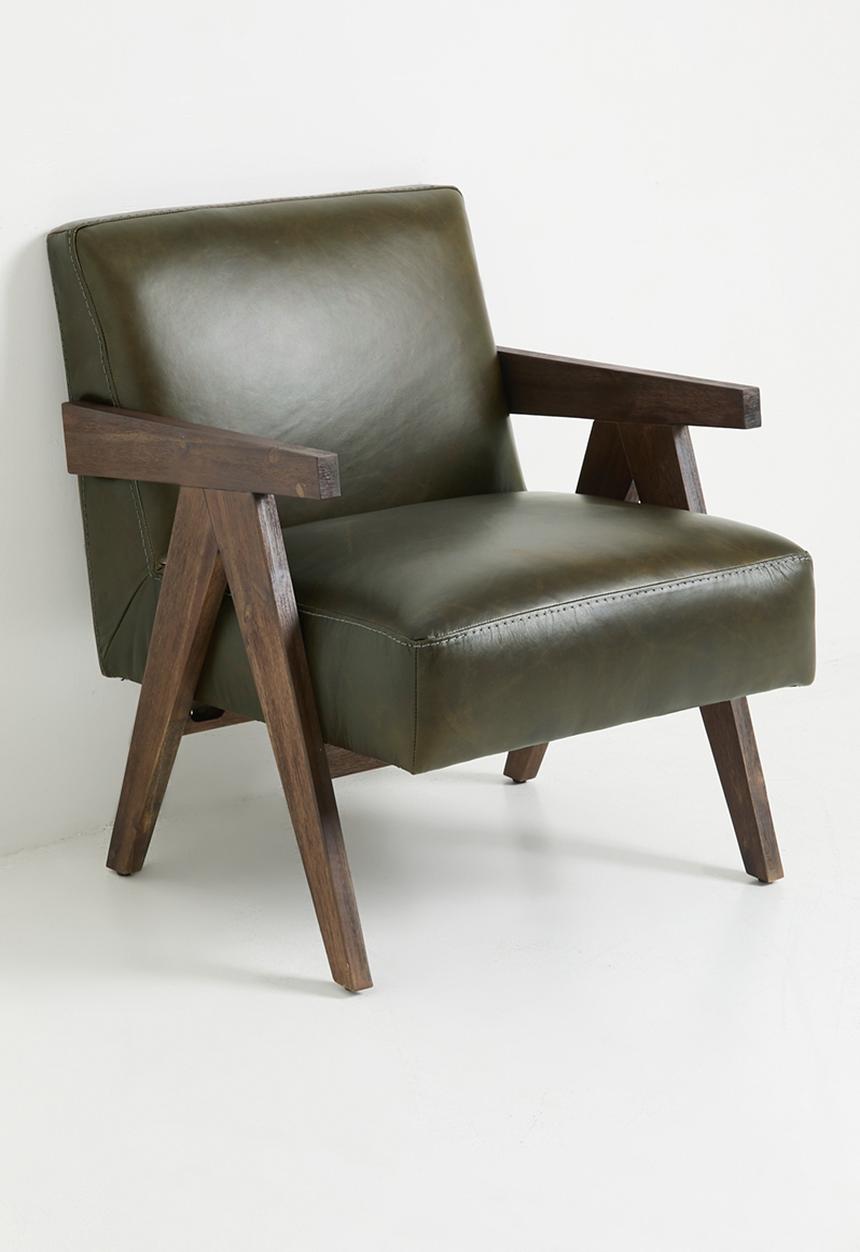 Sixth Floor - Corby Leather Occasional Chair - Pesto