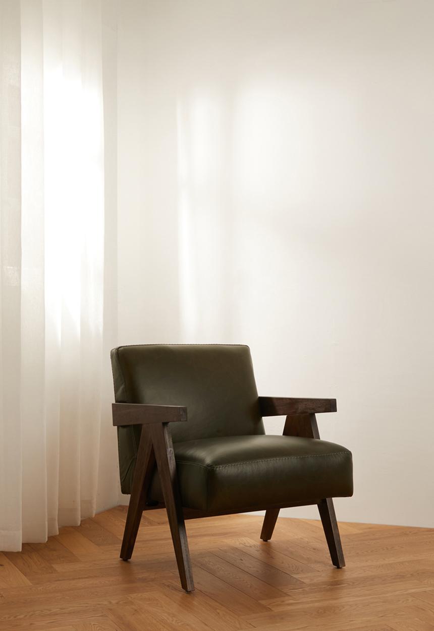 Sixth Floor - Corby Leather Occasional Chair - Pesto