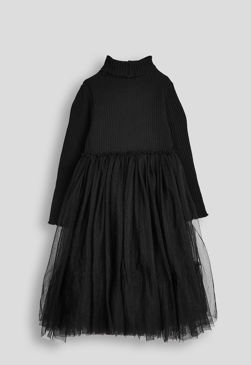 Pop Candy - Turtleneck dress with tulle skirt - black