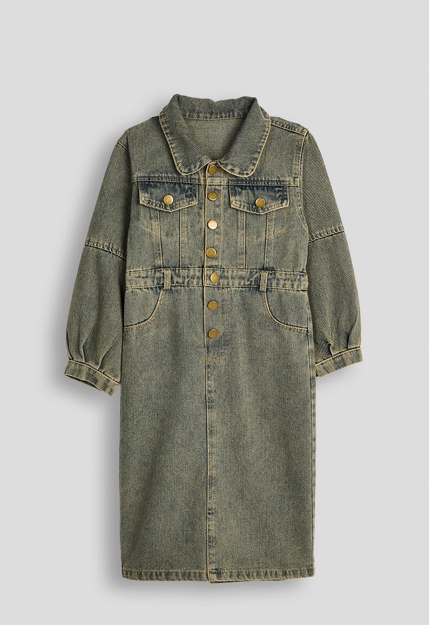 Pop Candy - Vintage wash denim dress - blue
