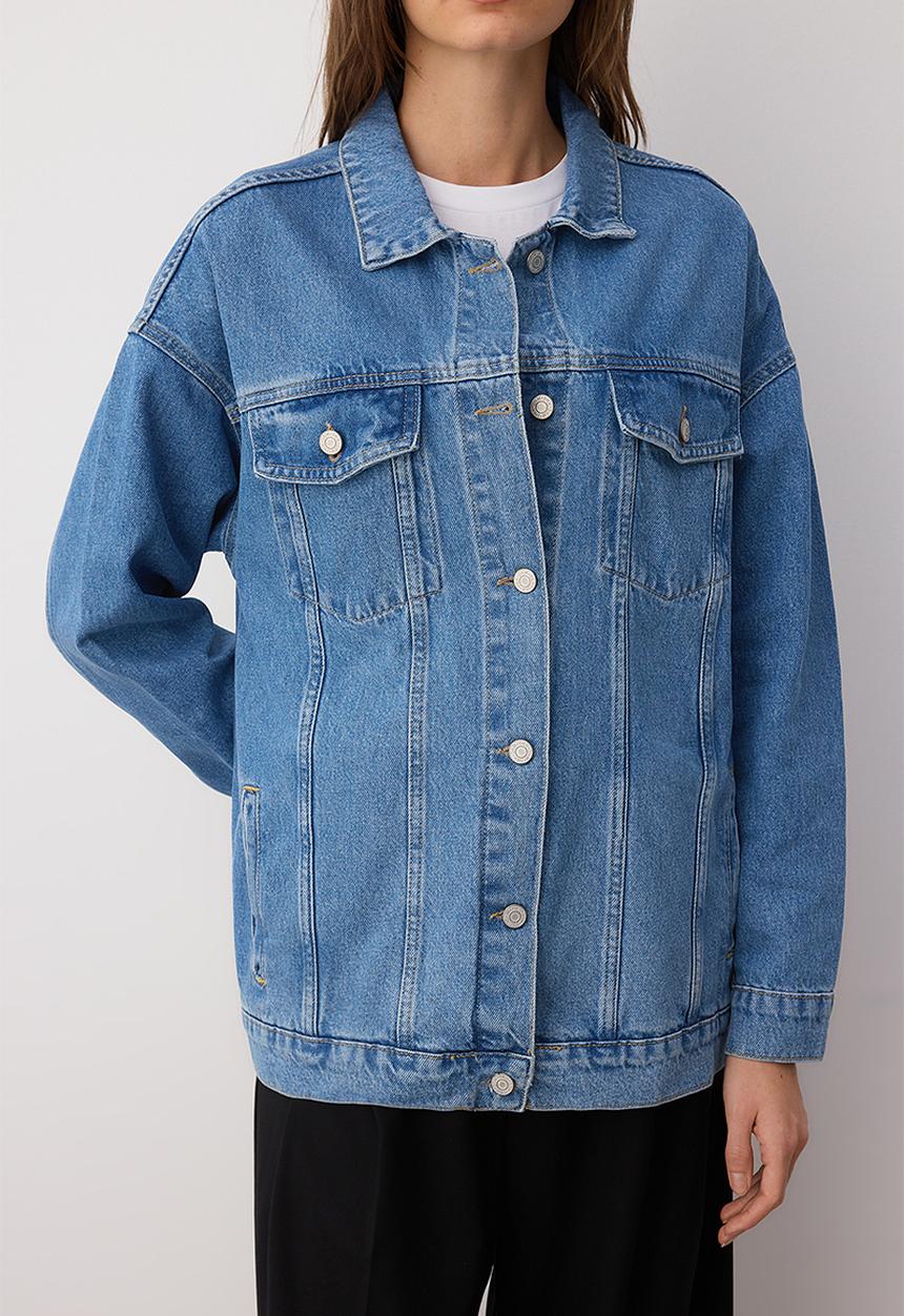 Trendyol - Oversize Trucker Denim Jacket - Blue