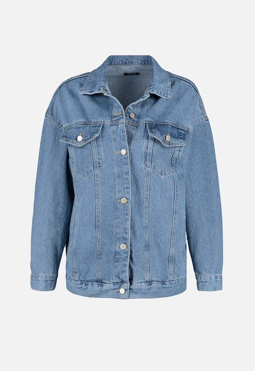 Trendyol - Oversize Trucker Denim Jacket - Blue