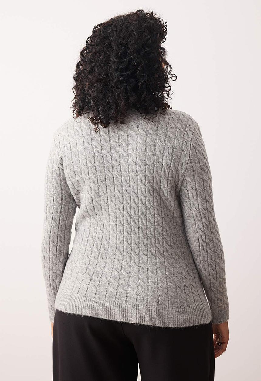 Trendyol - Hair Braided Gem Button Soft Feel Knitwear Cardigan - Grey