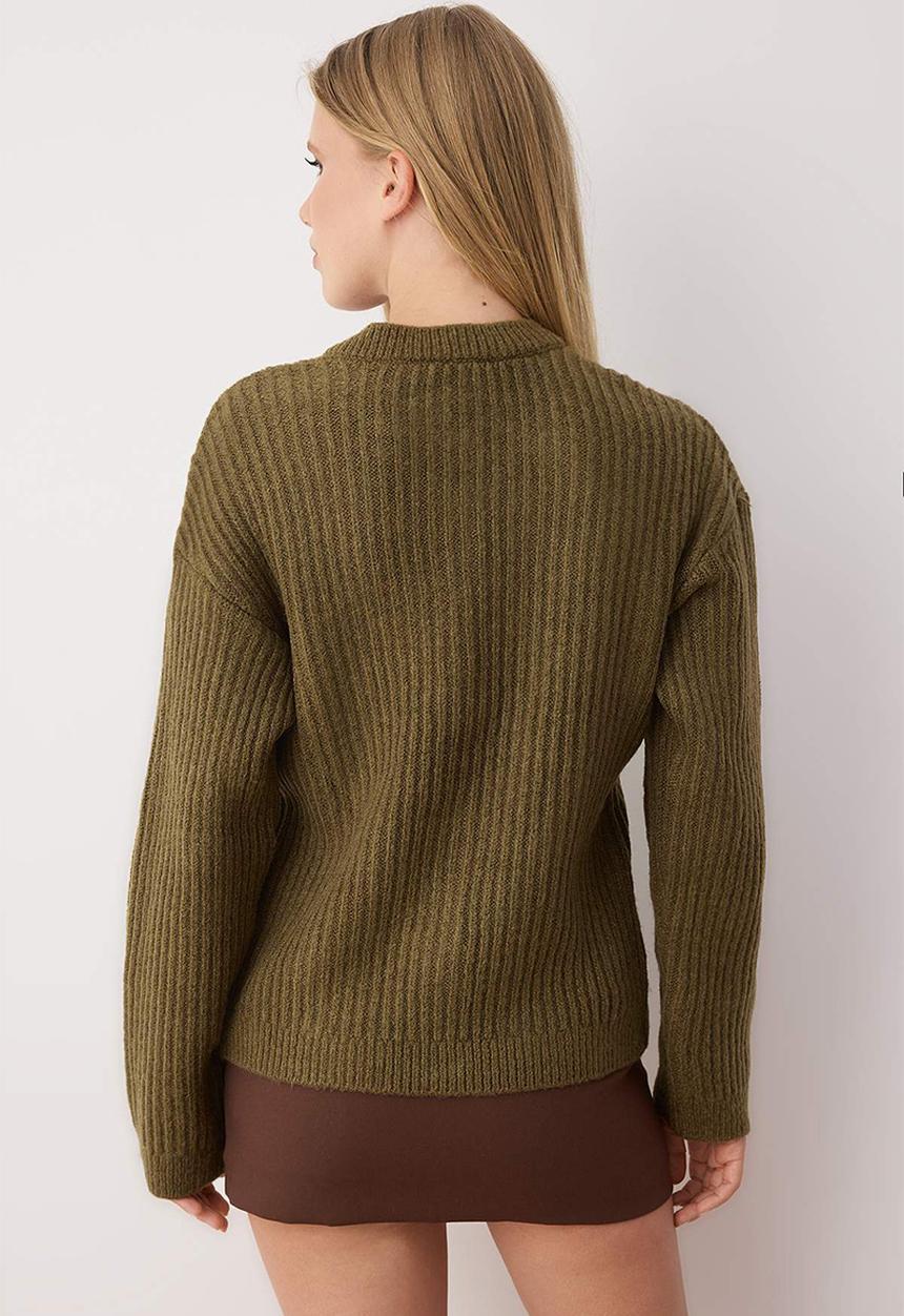 Trendyol - Soft Textured Button Detailed Knitwear Cardigan - Khaki