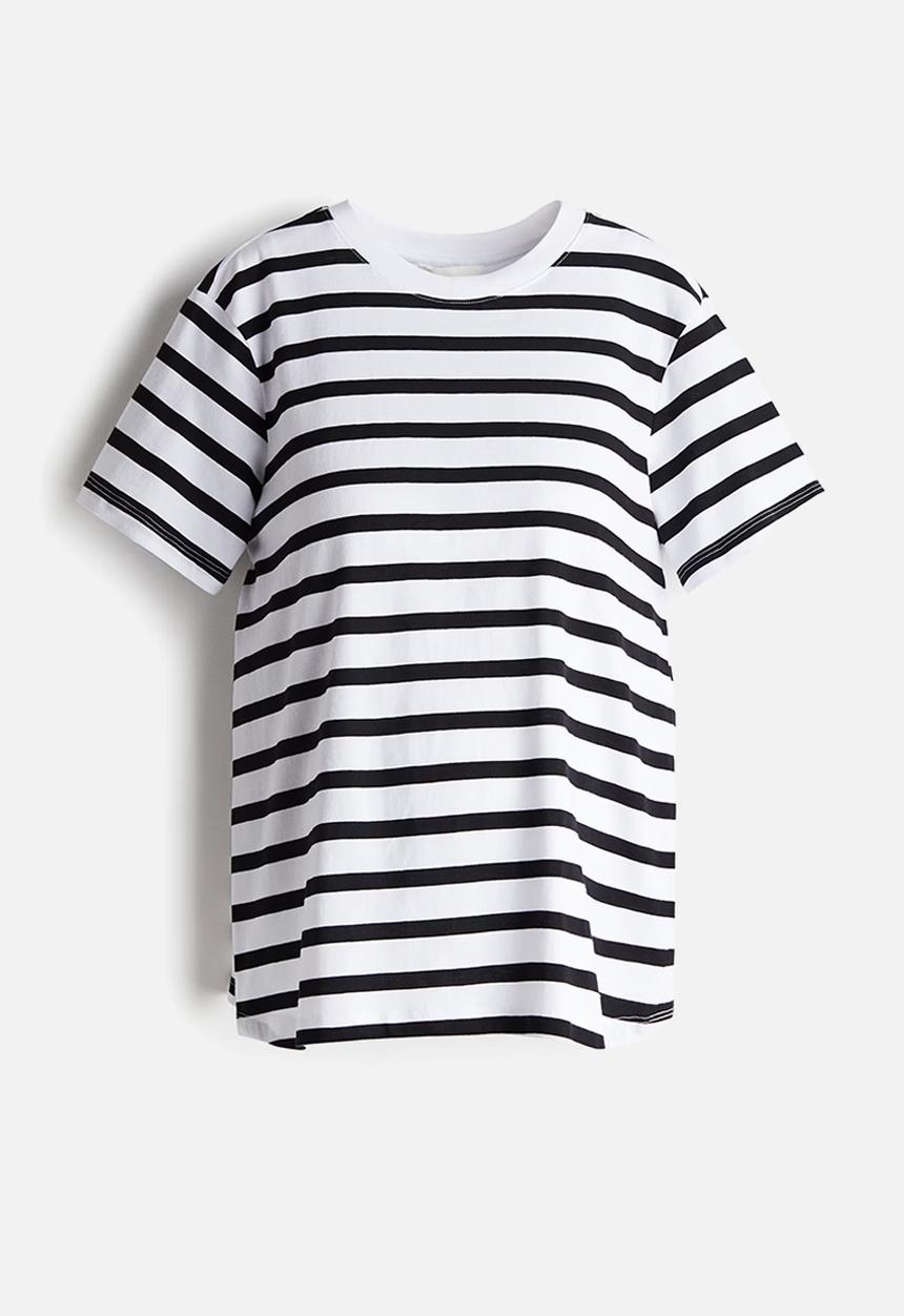 H&M - Mama cotton T-shirt - white & black striped 
