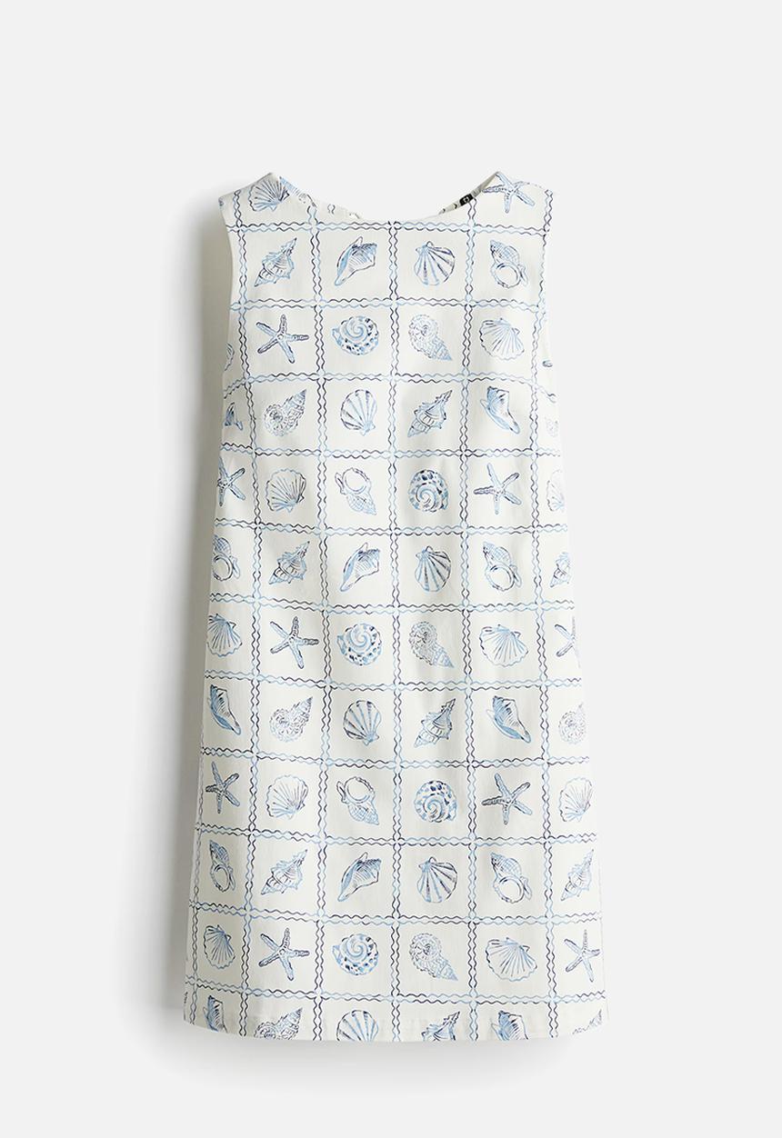 H&M - Open-back cotton dress - cream seashells