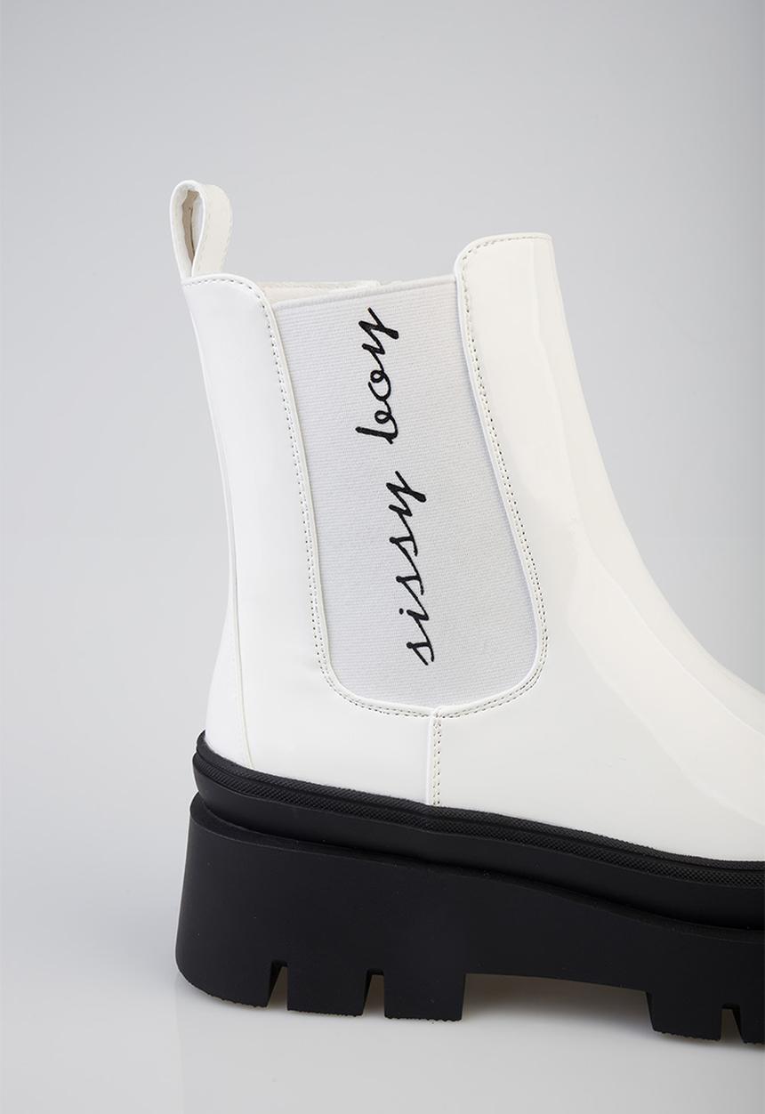 SISSY BOY - Chelsea patent basic Alma boot - white