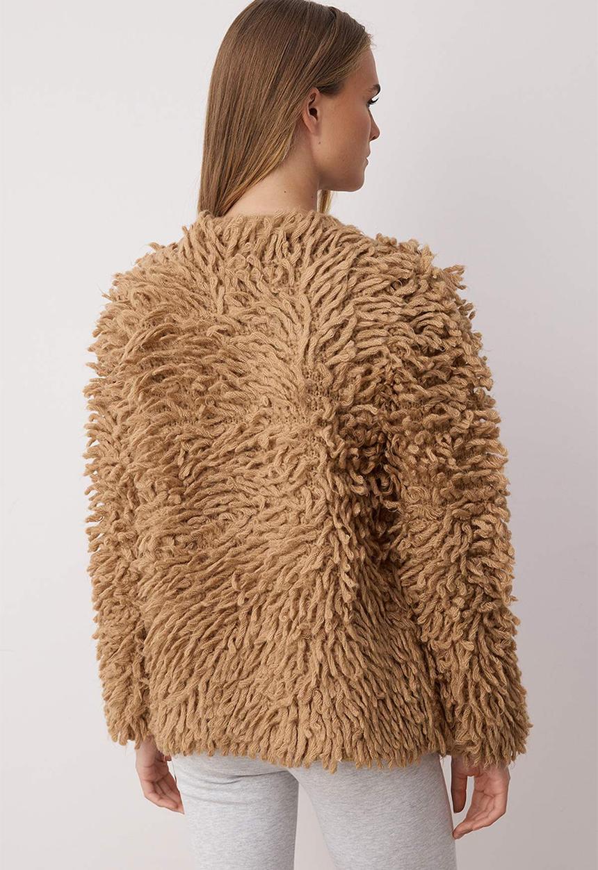 Trendyol - Tassel Viral Coat Look Knitwear Cardigan - Mink