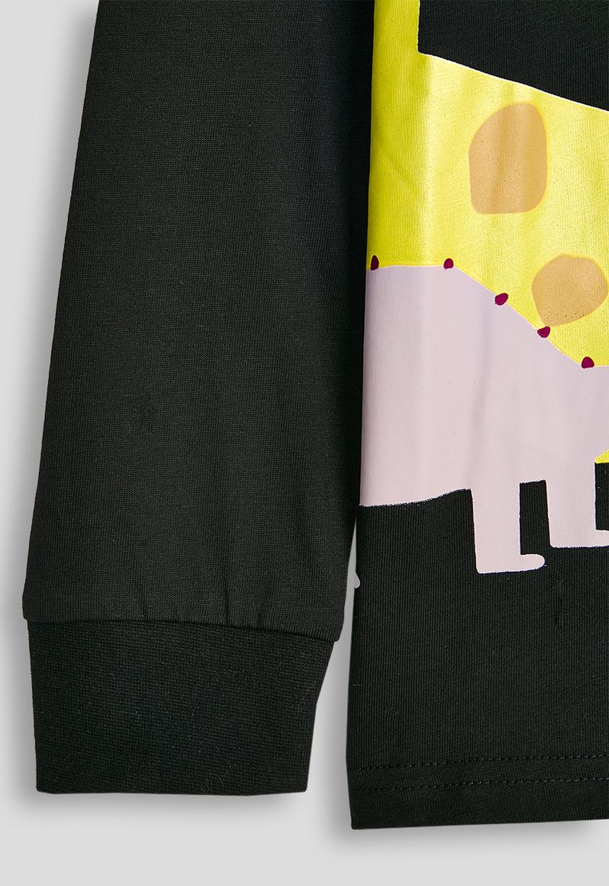 Pop Candy - Placement print long sleeve tshirt - black/dino multi