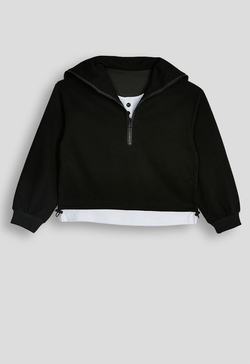 Pop Candy - Zip up sweater & pintuck sweatpants - black