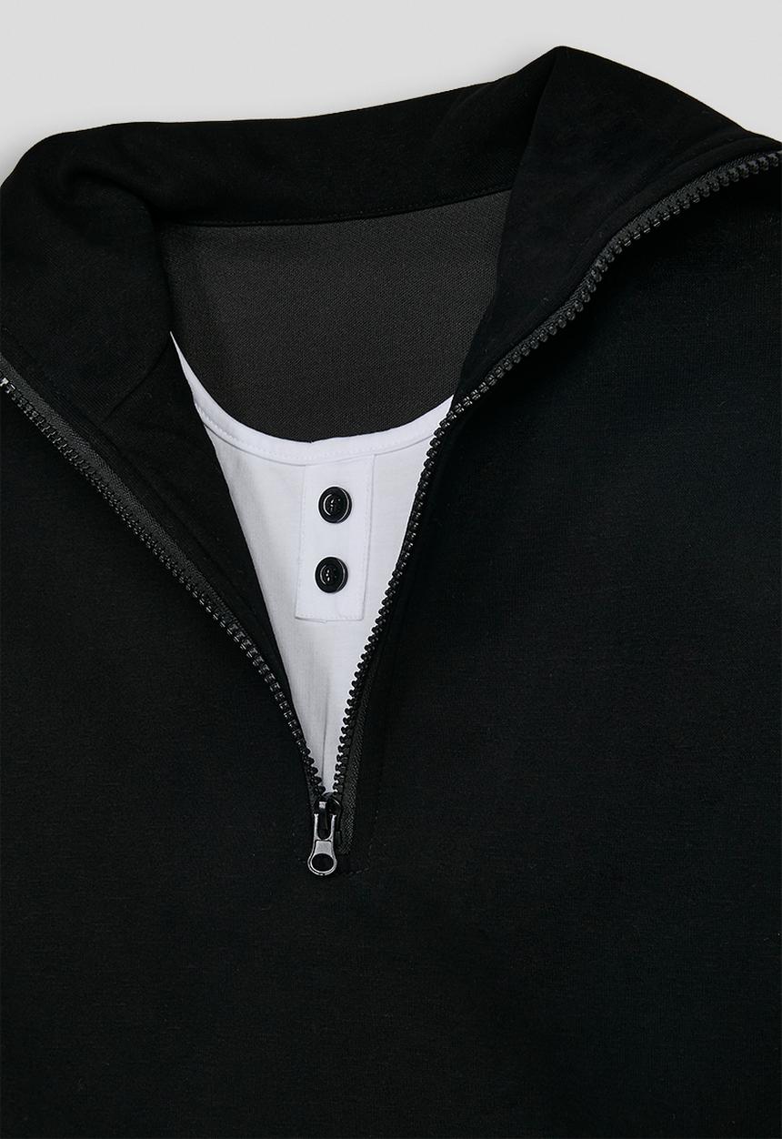 Pop Candy - Zip up sweater & pintuck sweatpants - black