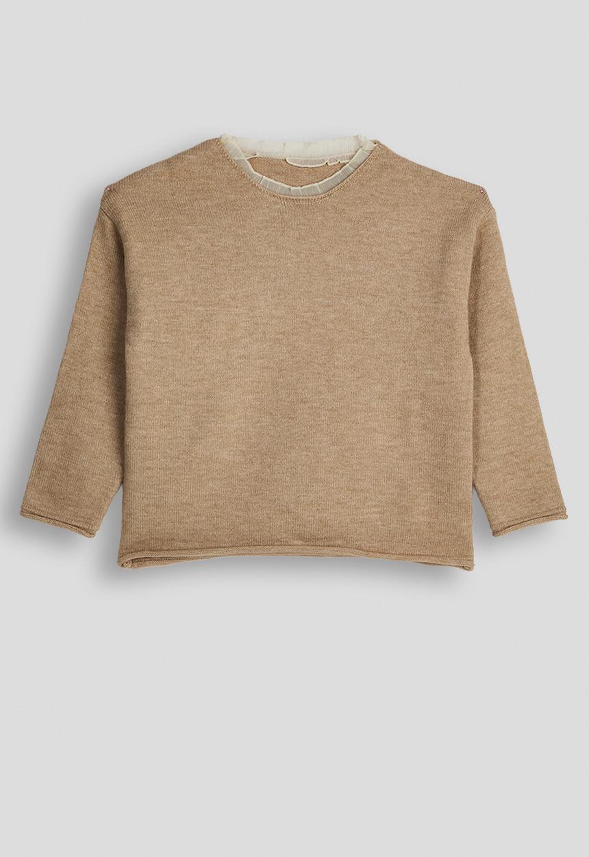Pop Candy - Knit sweater & midi skirt set - wheat brown
