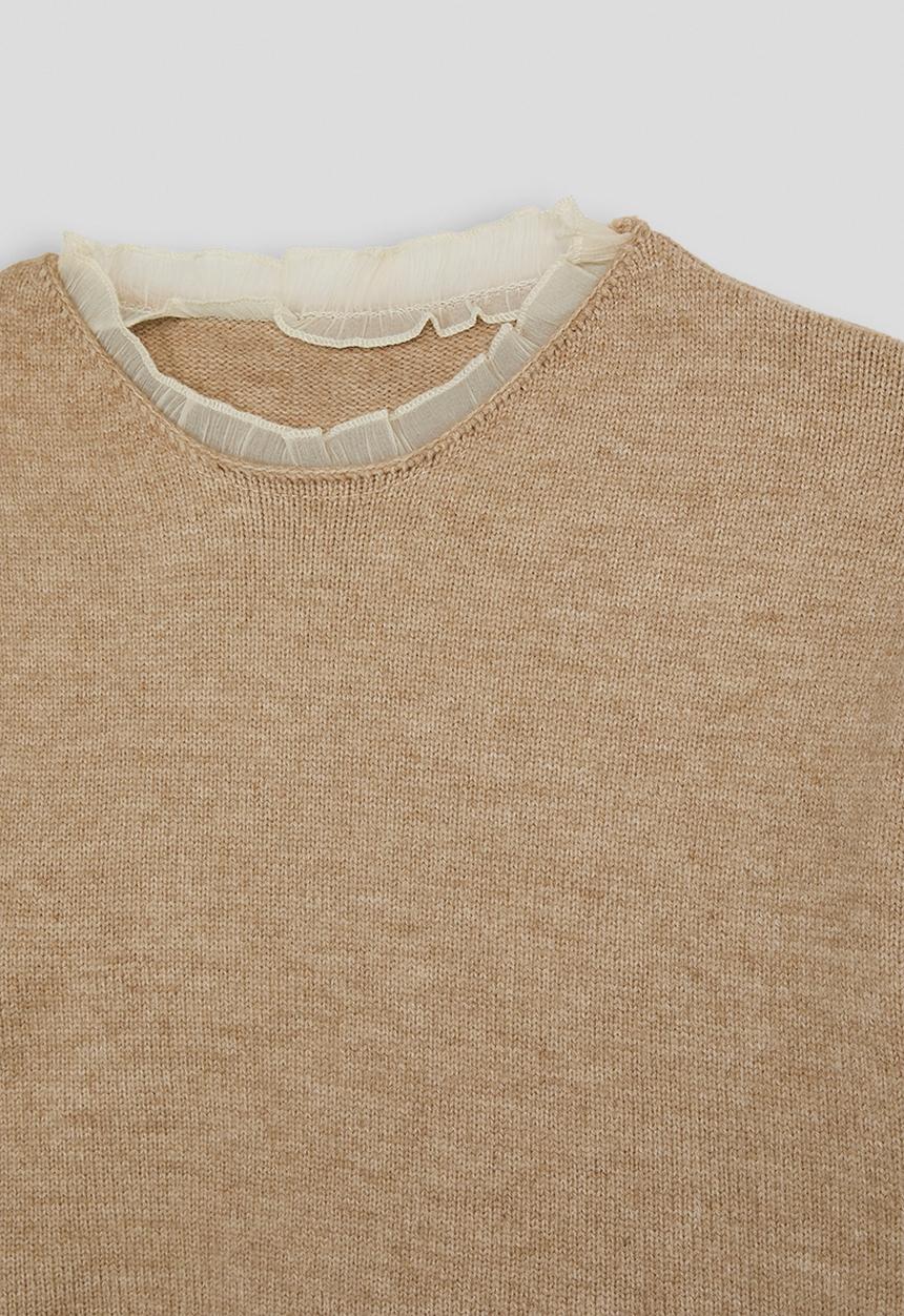 Pop Candy - Knit sweater & midi skirt set - wheat brown