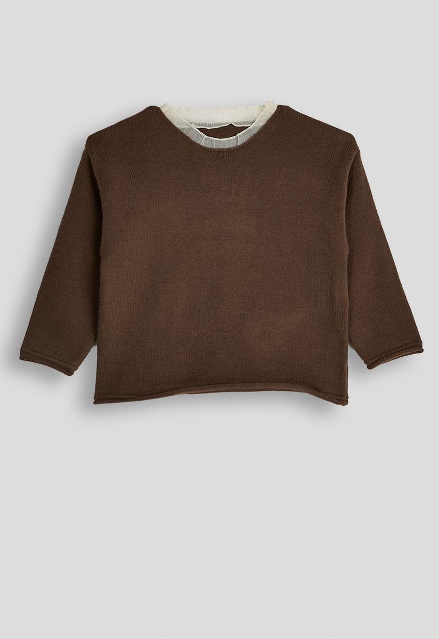 Pop Candy - Knit sweater & midi skirt set - chocolate
