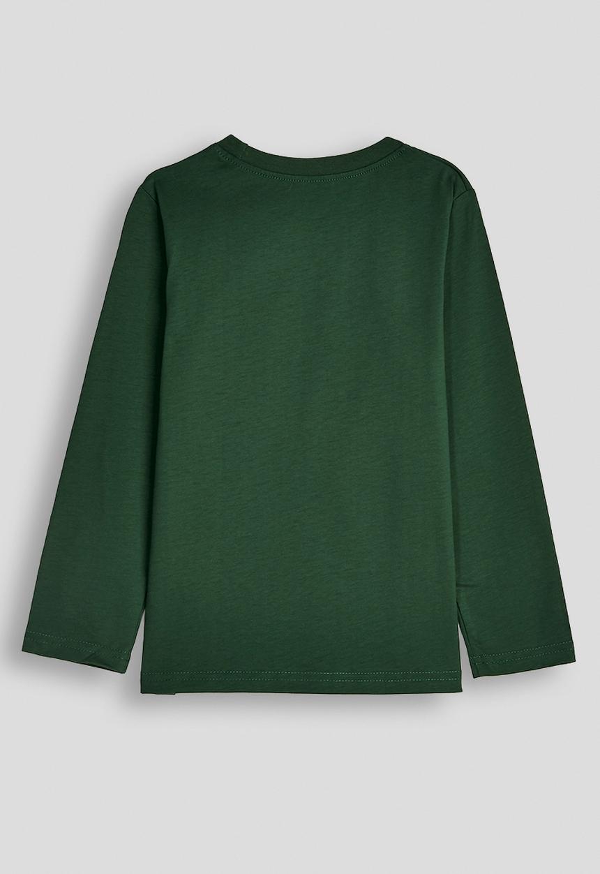 Pop Candy - Dino graphic print long sleeve tshirt - dark green/orange