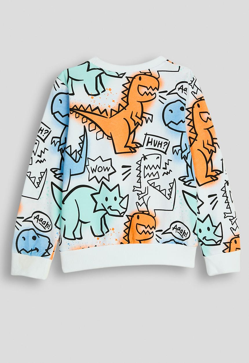Pop Candy - Graffiti dino graphic sweat top - white