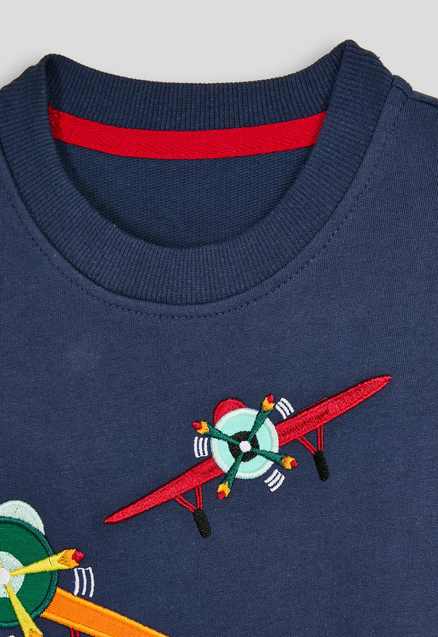 Pop Candy - Embroidered airplane graphic sweatshirt - navy