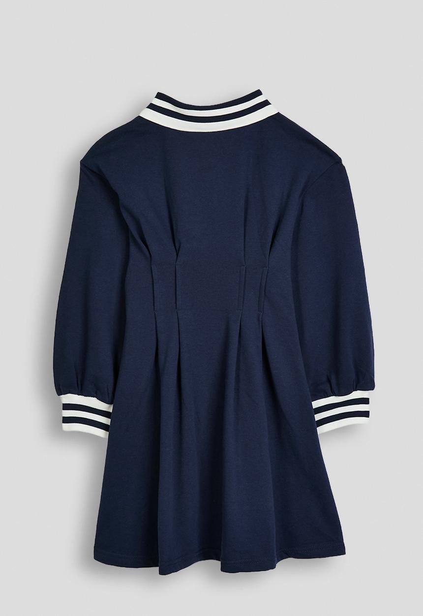 Pop Candy - Panel golfer dress with pleats - navy & white