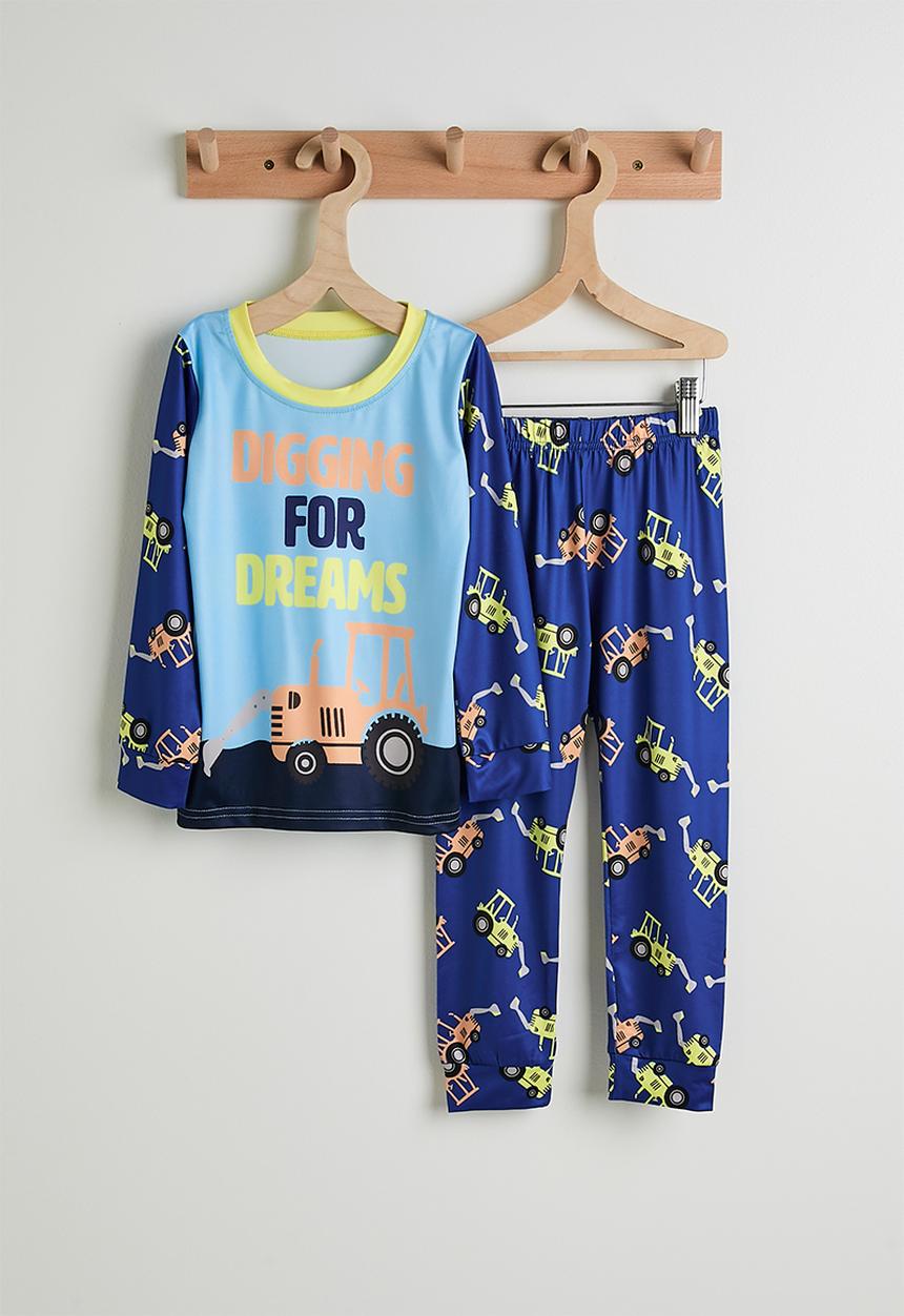Pop Candy - Excavator graphic and aop pj set - blue/light navy/multi