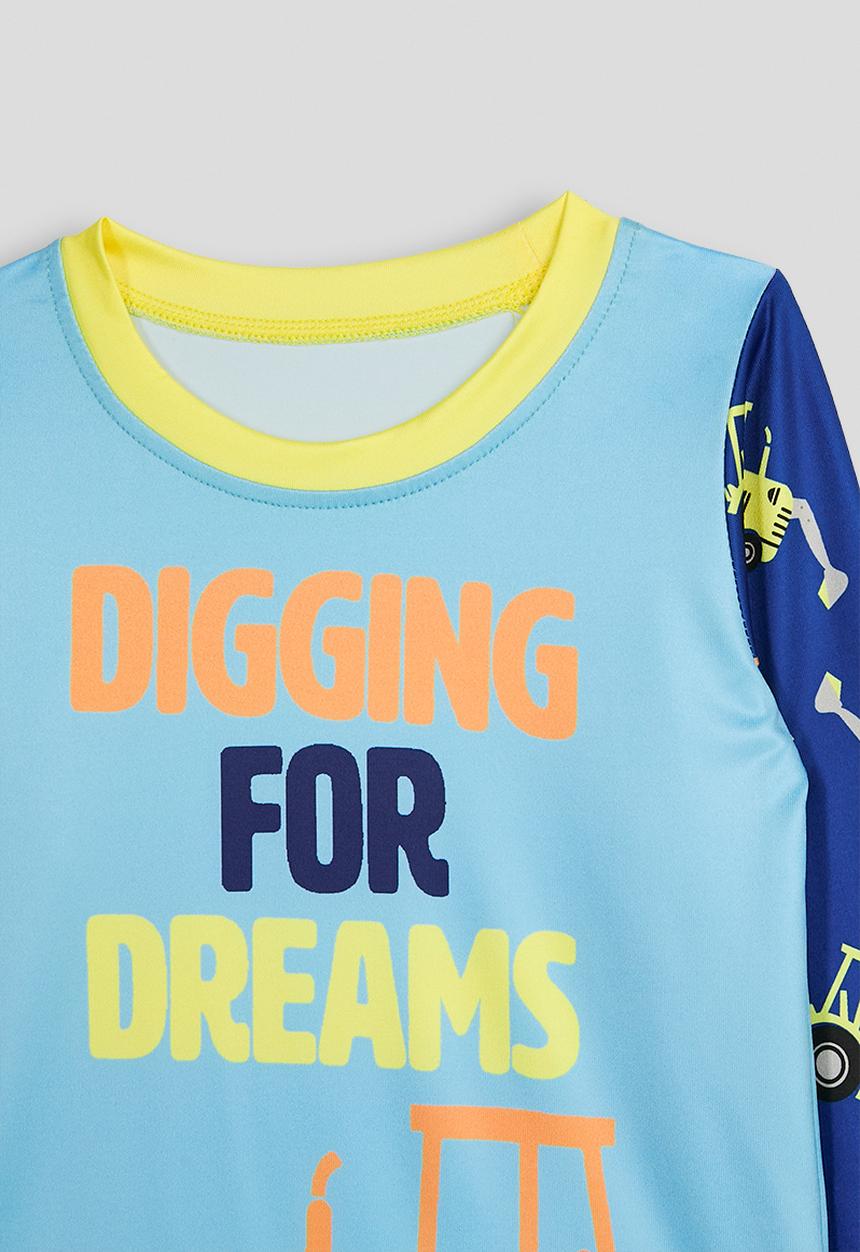 Pop Candy - Excavator graphic and aop pj set - blue/light navy/multi