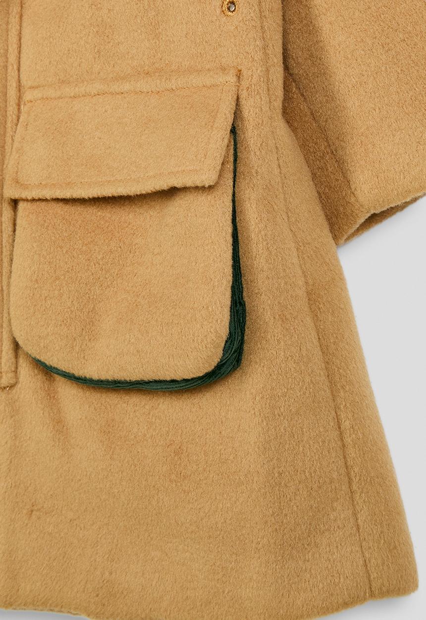 Pop Candy - Melton barn jacket - tan/dark green