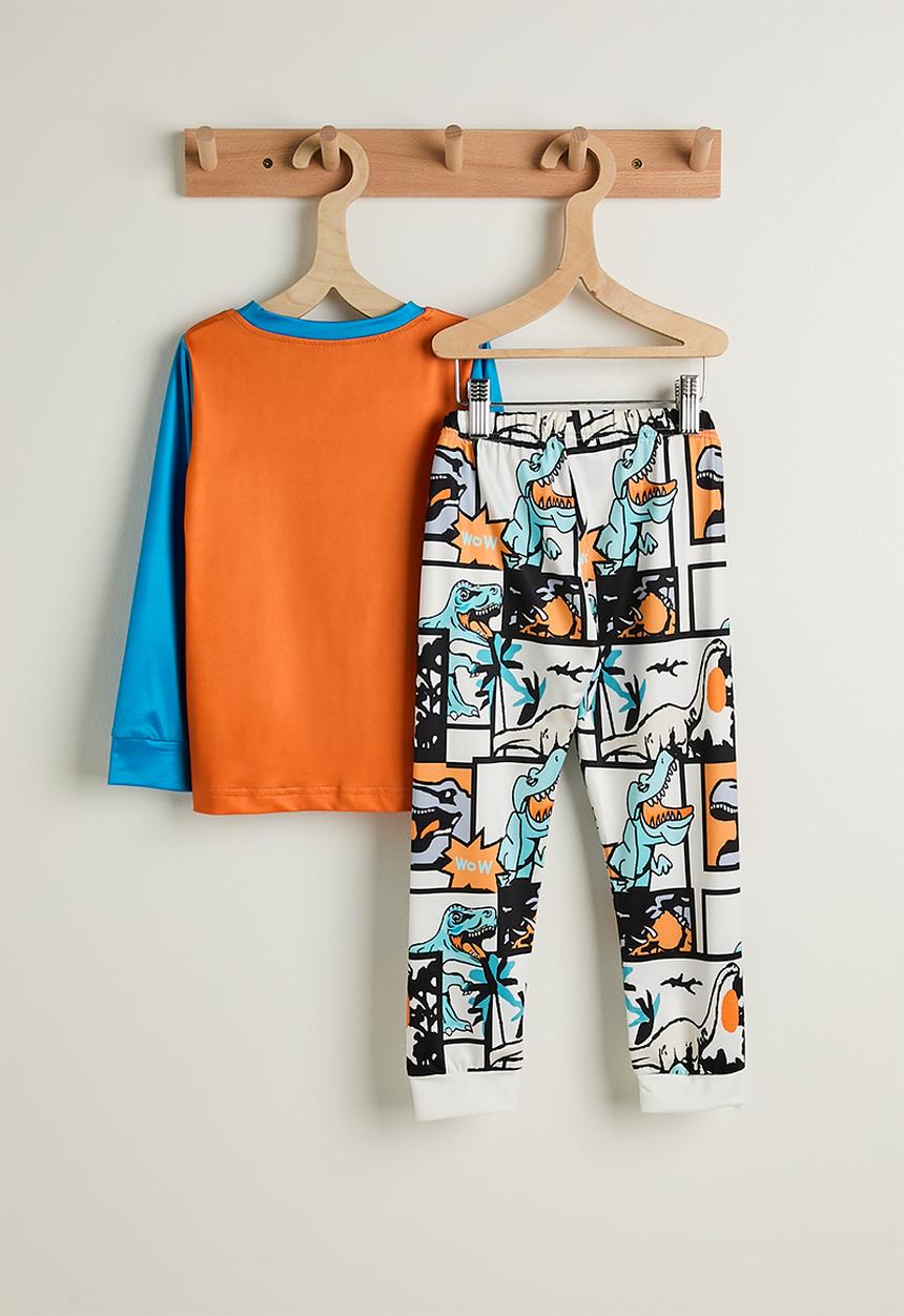 Pop Candy - Cartoon dino pj set - blue/orange/multi