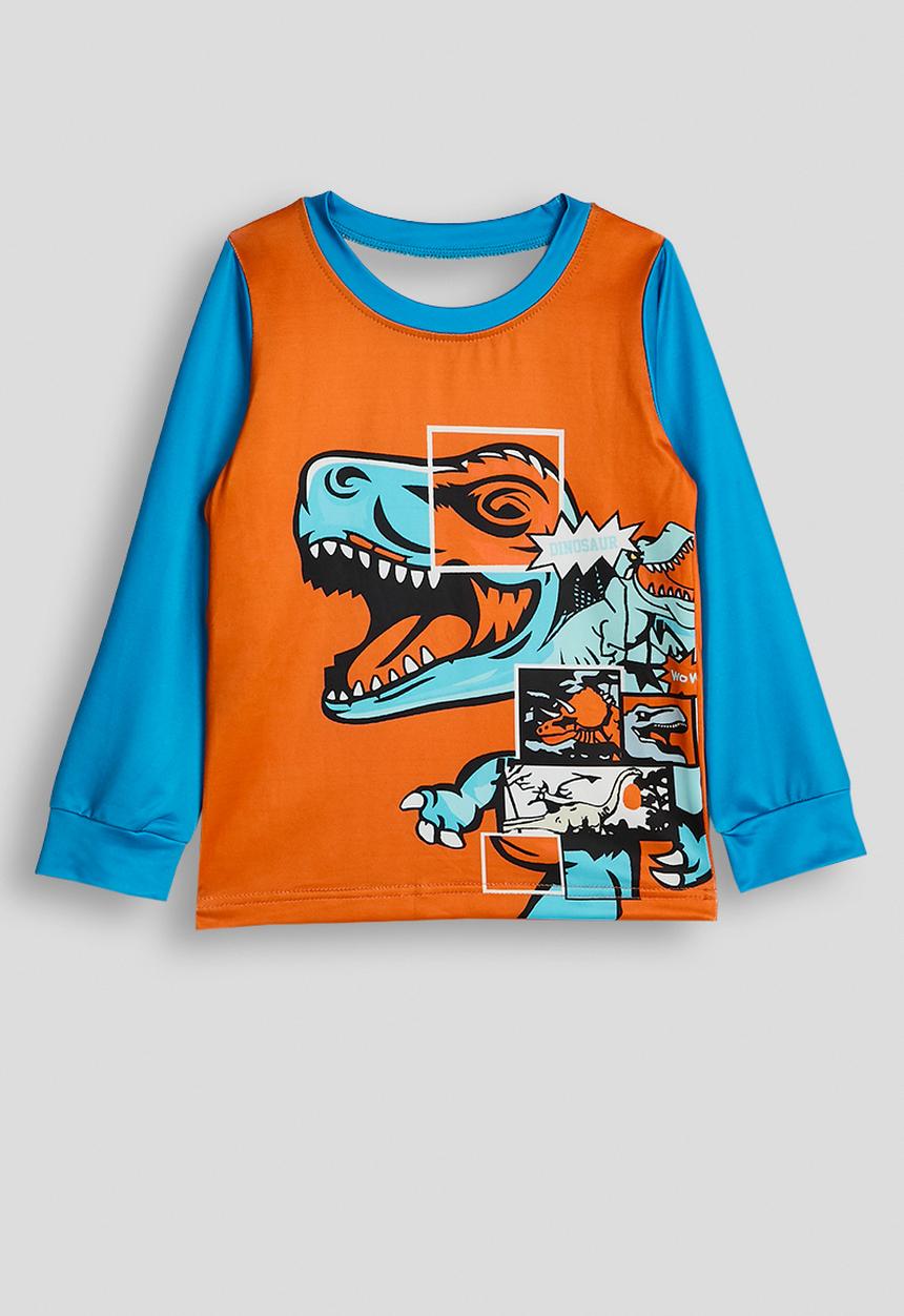 Pop Candy - Cartoon dino pj set - blue/orange/multi