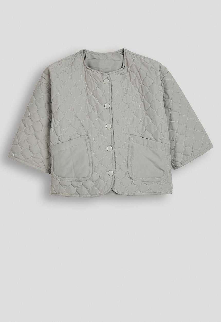 Pop Candy - Quilted collarless jacket - ash grey