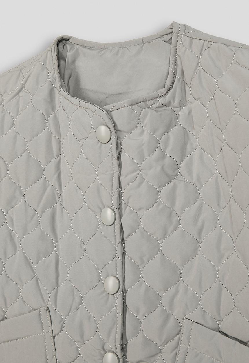 Pop Candy - Quilted collarless jacket - ash grey