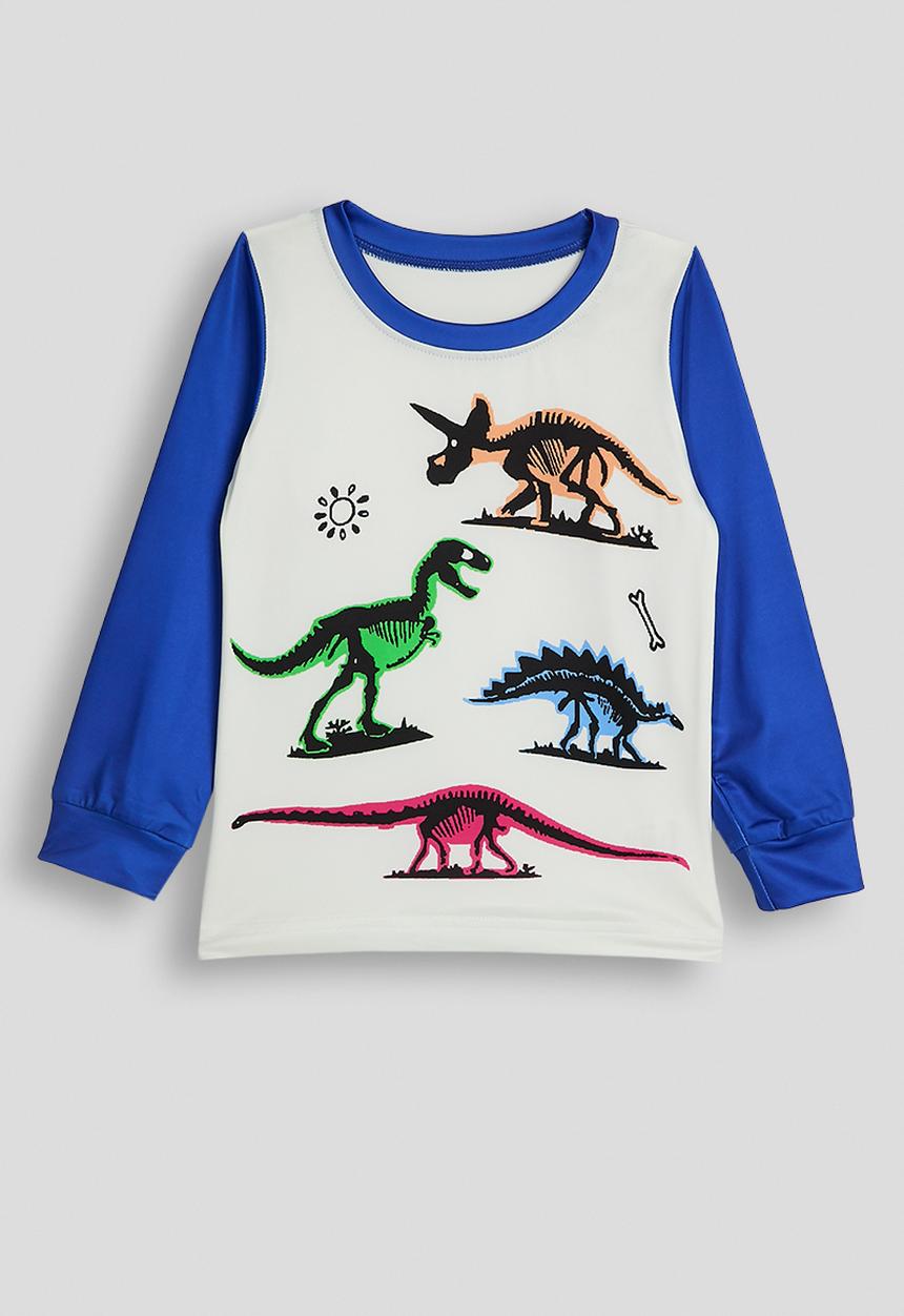 Pop Candy - Dino long sleeve pj set - blue/white/multi