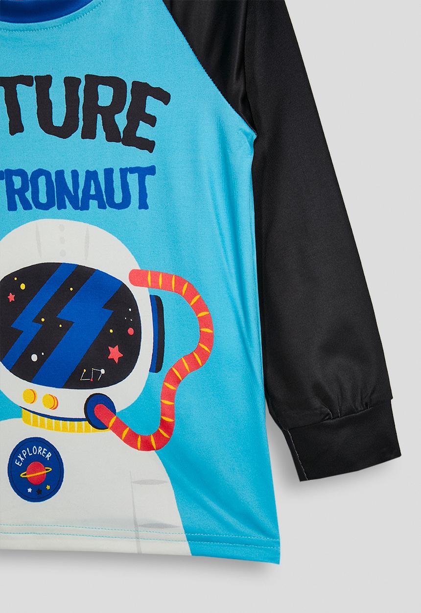 Pop Candy - Slogan raglan sleeve pj set - black/blue