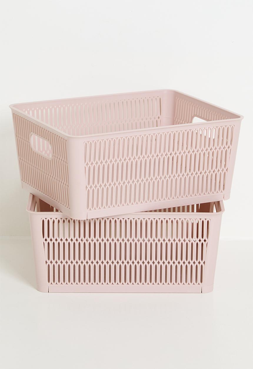 Storage Solutions - Meshy Storage Basket Set Of 2 - Pink