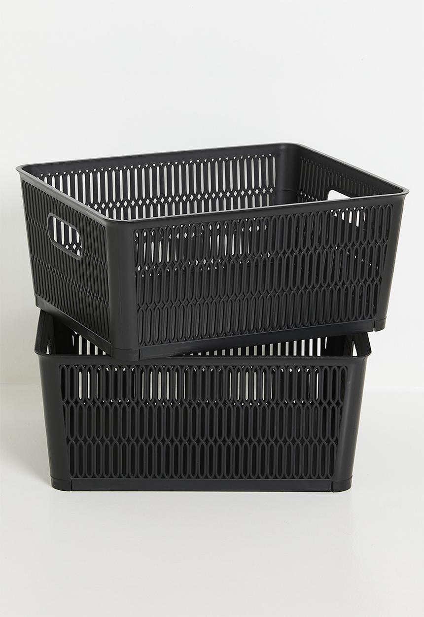 Storage Solutions - Meshy Storage Basket Set Of 2 - Black