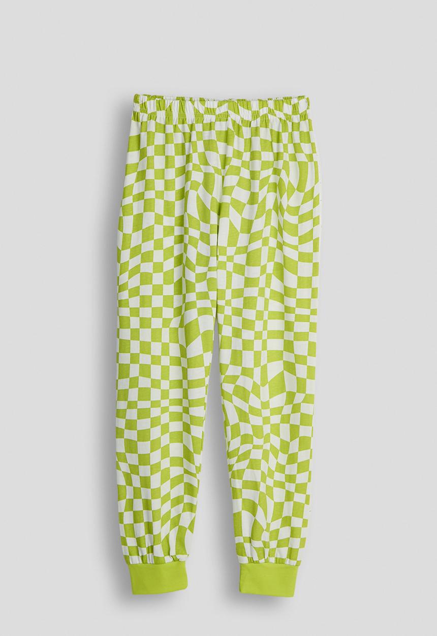 Pop Candy - Long sleeved pj set - lime green/checkerboard