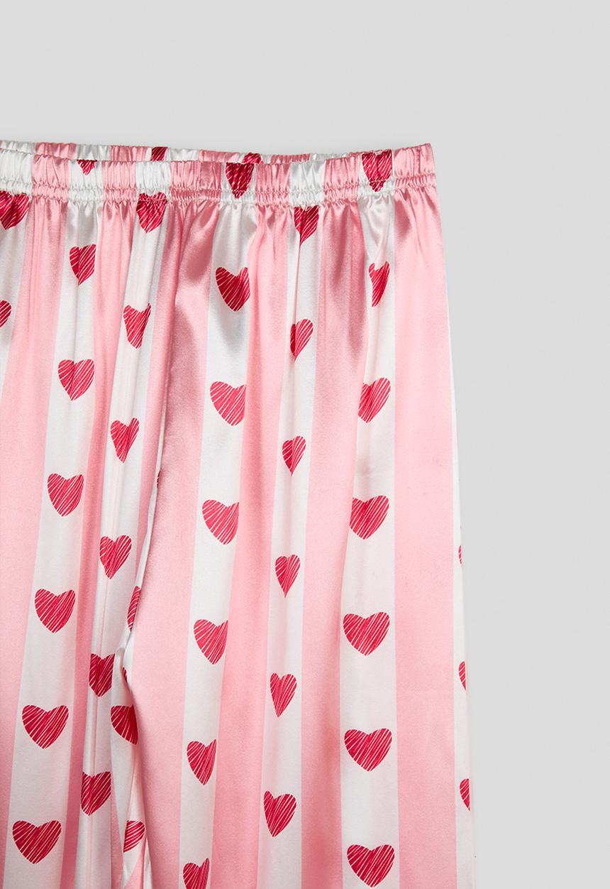 Pop Candy - Short sleeve silk pj set - pink stripes/heart aop