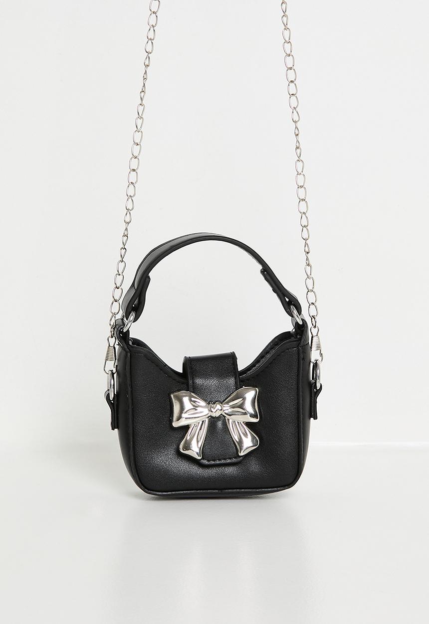 Pop Candy - Handbag with metallic bow buckle - black